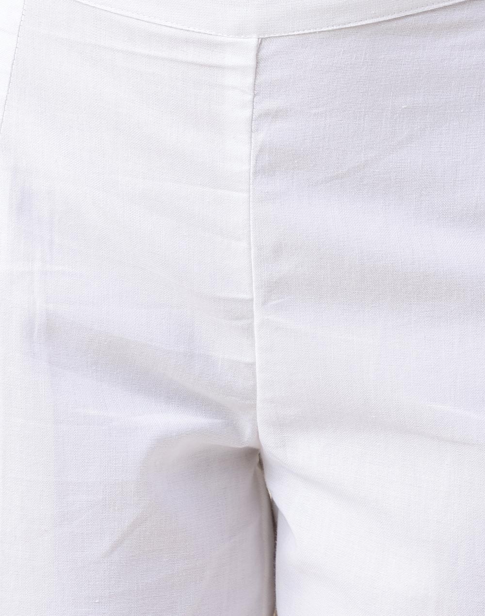 White Cotton Slim Fit Casual Pant