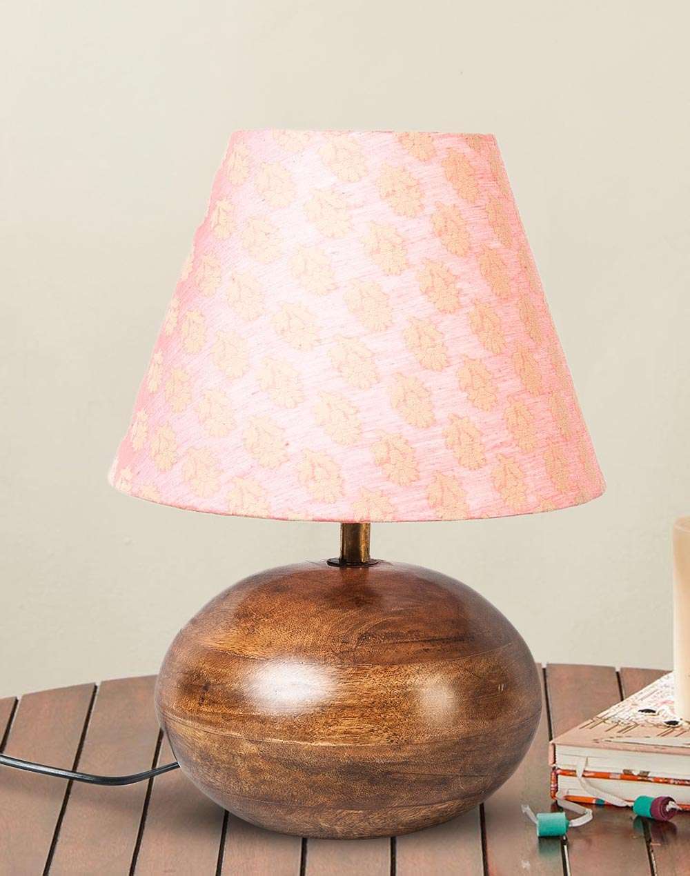 Achal Wood Table Lamp Without Shade - Main Image