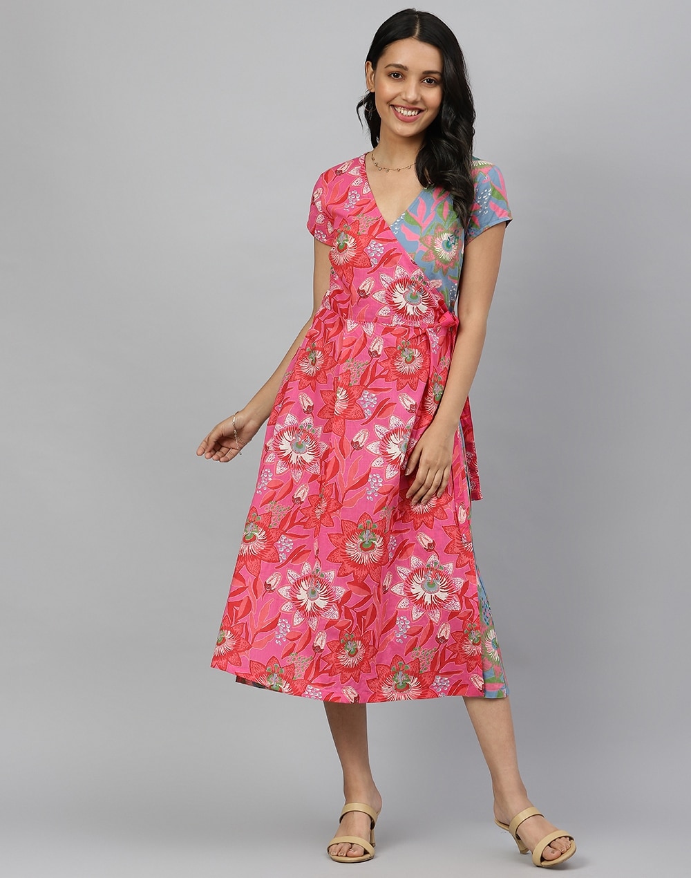 Buy FabNu Teal Cotton Printed Dress for Women Online at Fabindia | 10730145