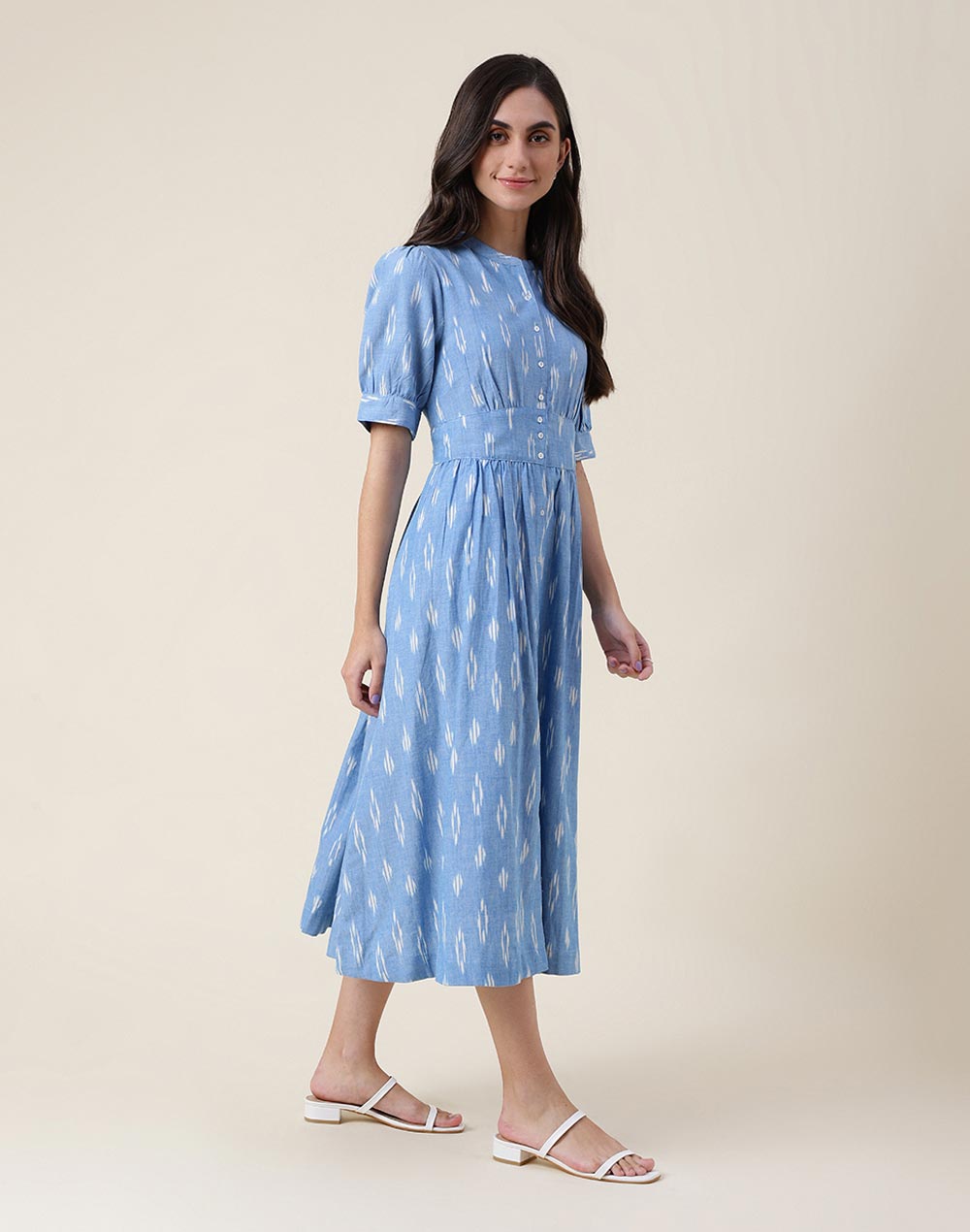 Buy Blue Cotton Printed Ikat Maxi for Women Online at Fabindia | 10730749