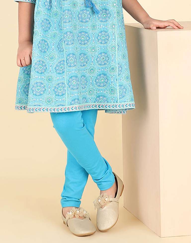 Turquoise Cotton Leggings