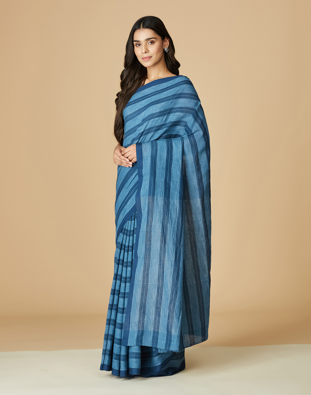 Indigo Cotton Hand Woven Sari