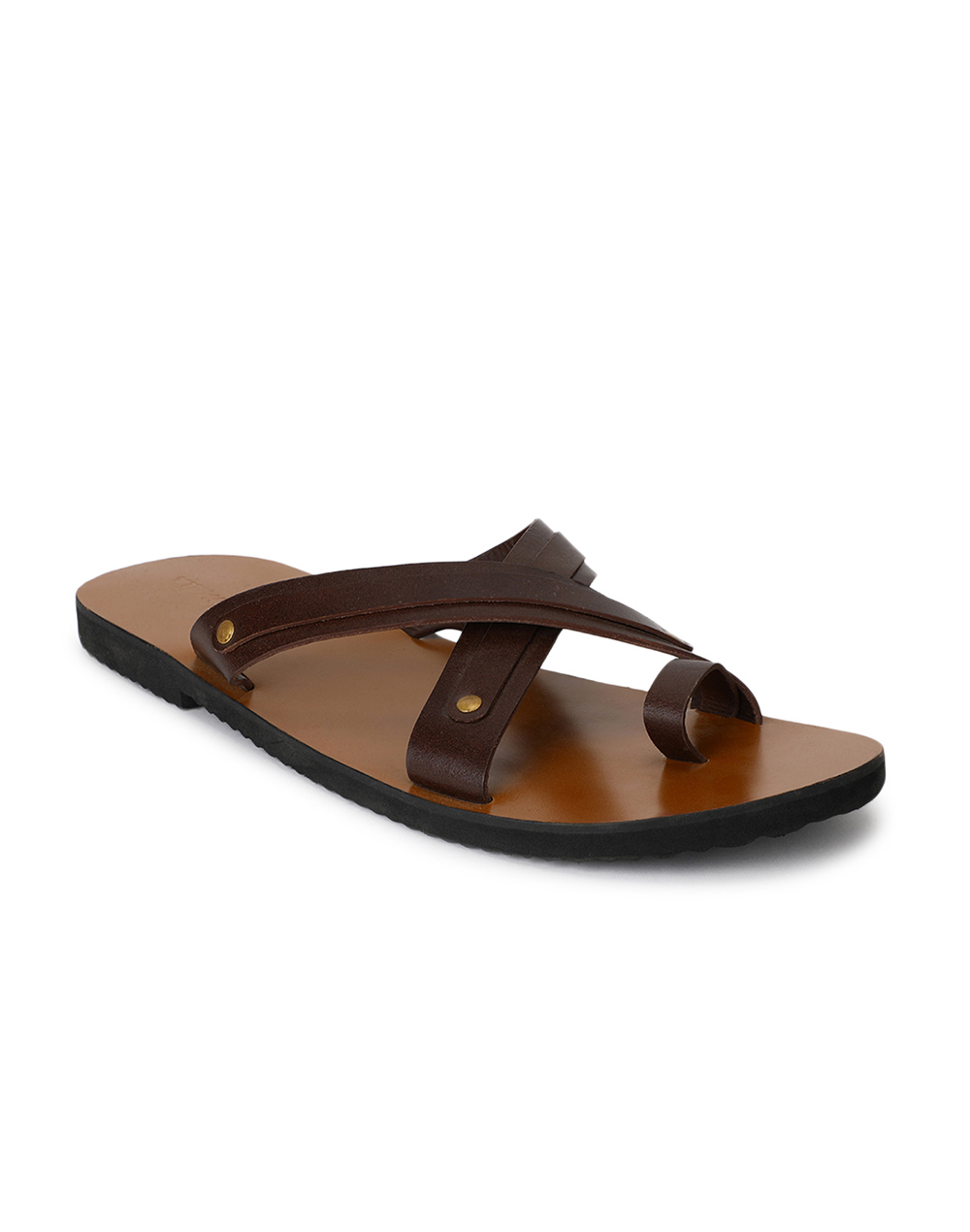 Buy Brown Leather Criss Cross Strap Chappal for Men Online at