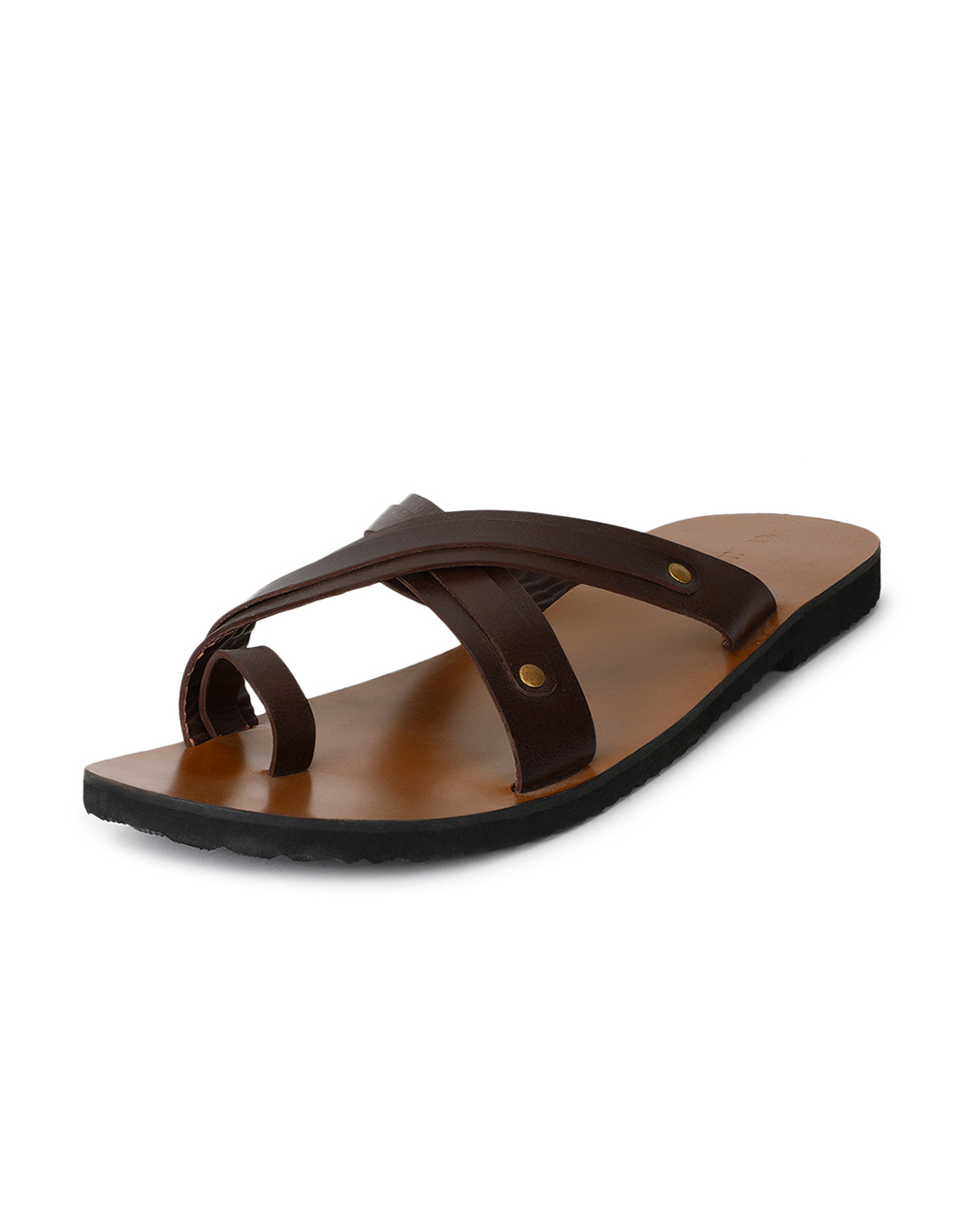Brown Leather Criss Cross Strap Chappal