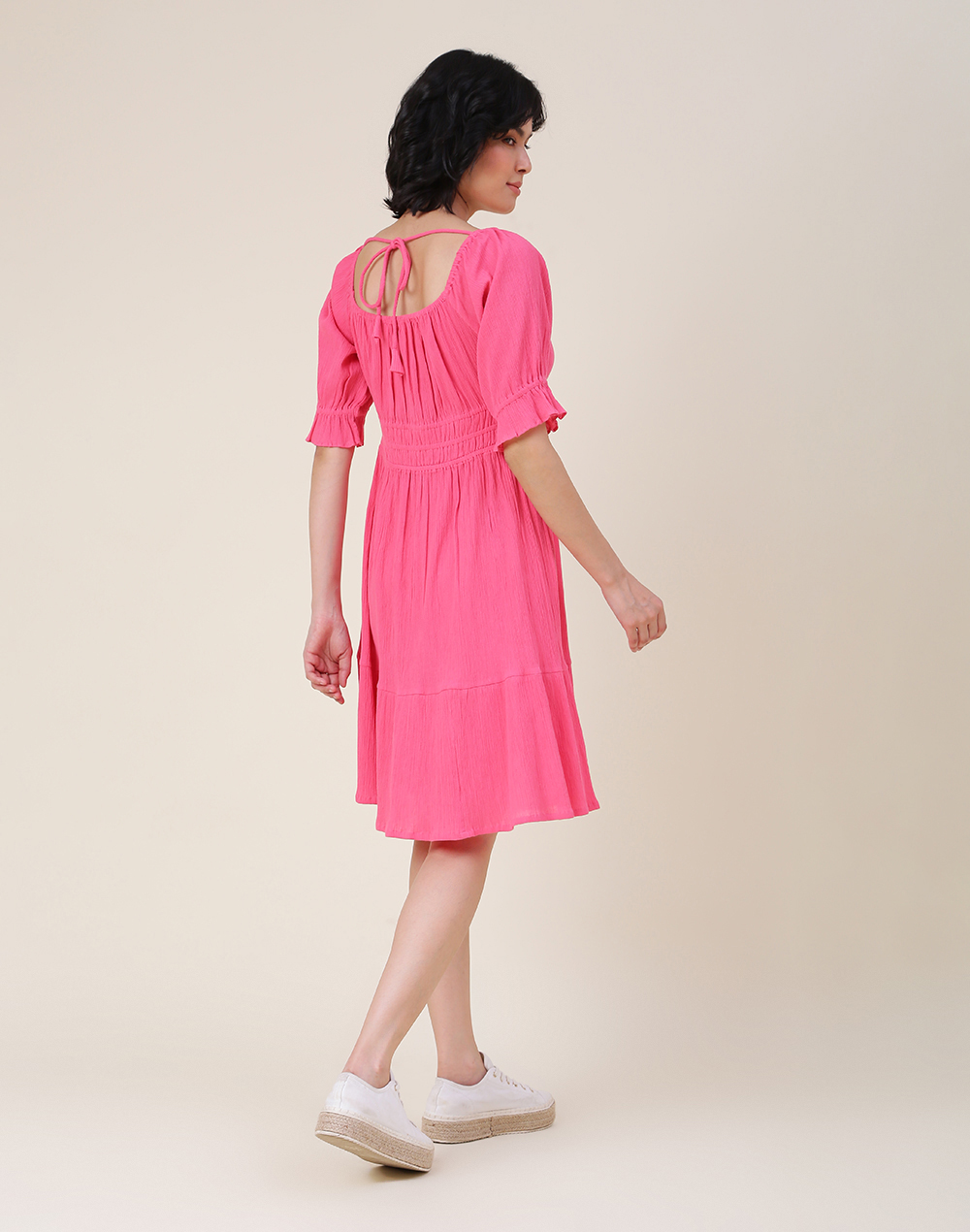 Buy FabNu Pink Cotton Dress for Women Online at Fabindia