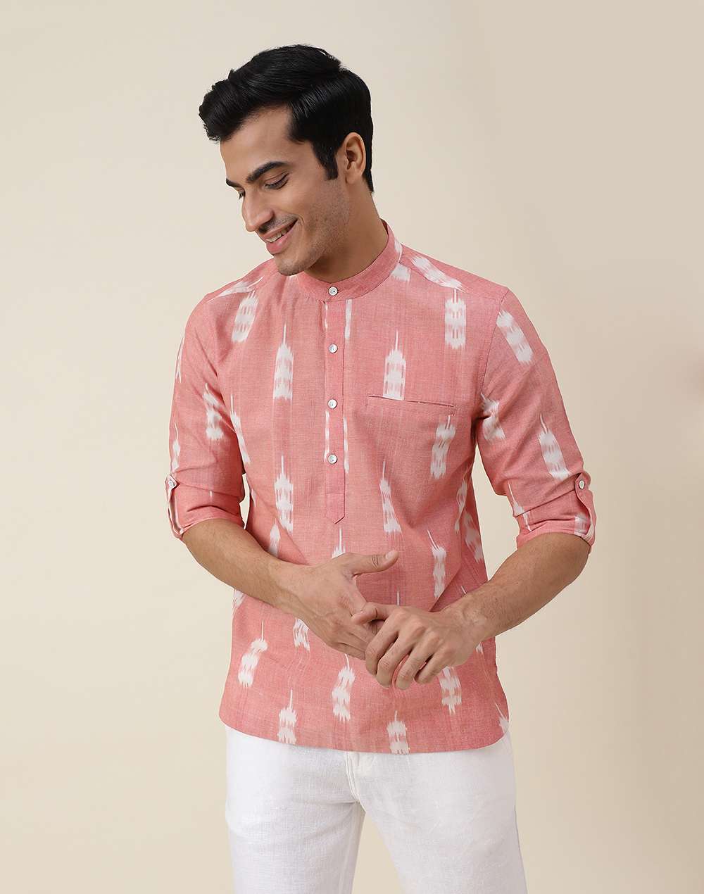 Buy Orange Cotton Abstract Slim Fit Mid Placket Shirt For Men Online At buy-orange-cotton-abstract-slim-fit-mid-placket-shirt-for-men-online-at