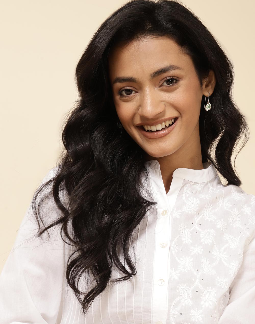 Buy White Cotton Embroidered Shirt for Women Online at Fabindia | 10734741