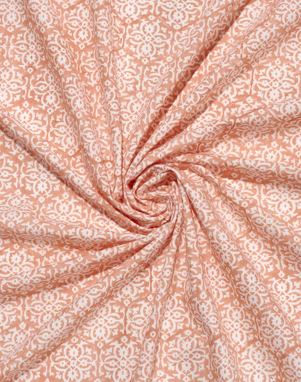 Orange Mihira Cotton Hand Block Printed Single Bed Sheet With 1 Pillow Cover