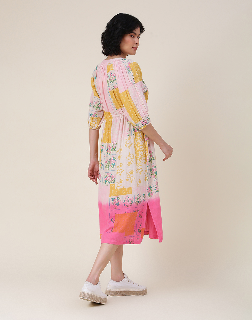 Buy FabNu Pink Cotton Printed Midi Dress for Women Online at Fabindia ...