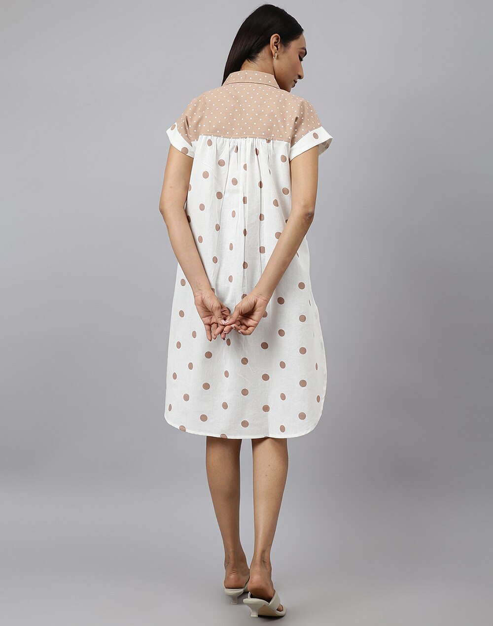FabNu Off White Cotton Linen Polka Dot Tunic FabNu Off White Cotton Linen Polka Dot Tunic