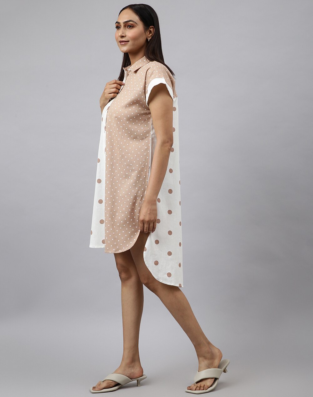 FabNu Off White Cotton Linen Polka Dot Tunic FabNu Off White Cotton Linen Polka Dot Tunic