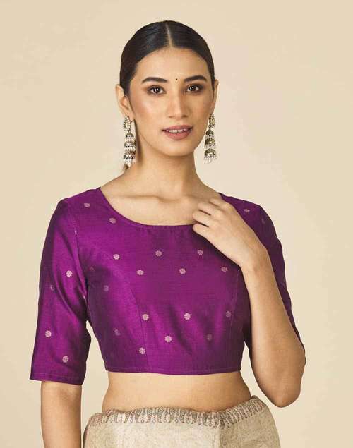 Wine Cotton Silk Chanderi Blouse Wine Cotton Silk Chanderi Blouse