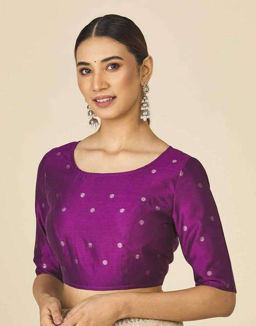 Wine Cotton Silk Chanderi Blouse Wine Cotton Silk Chanderi Blouse