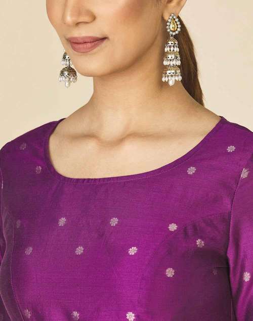 Wine Cotton Silk Chanderi Blouse Wine Cotton Silk Chanderi Blouse
