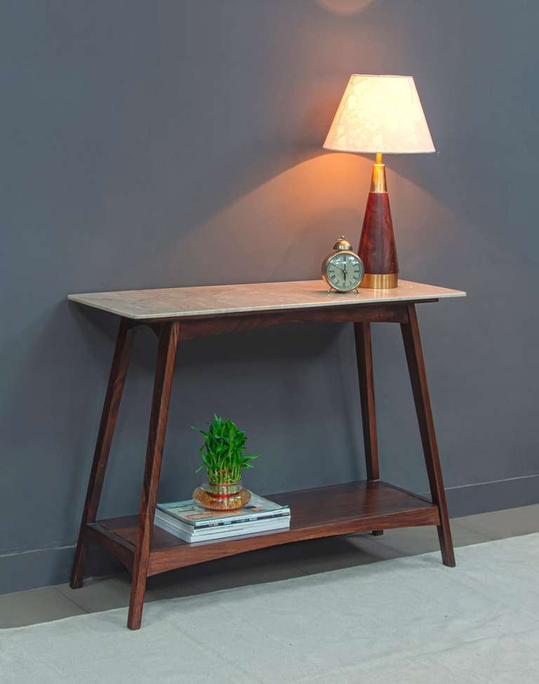 Brown Wood Naksh Console Table - Main Image