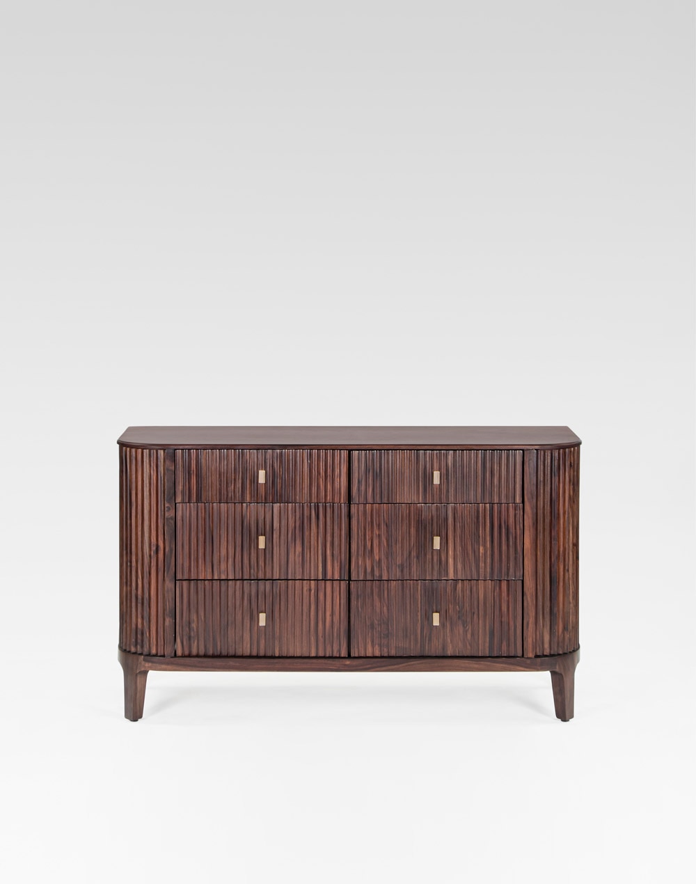 Brown Wood Flute Chest Of Drawer