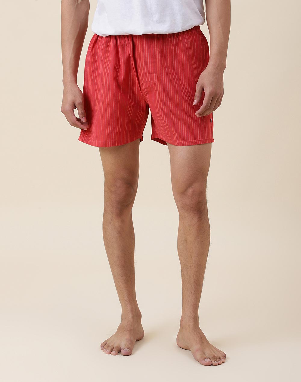 Red Cotton Full Elasticated Boxer Shorts Pack Of 2