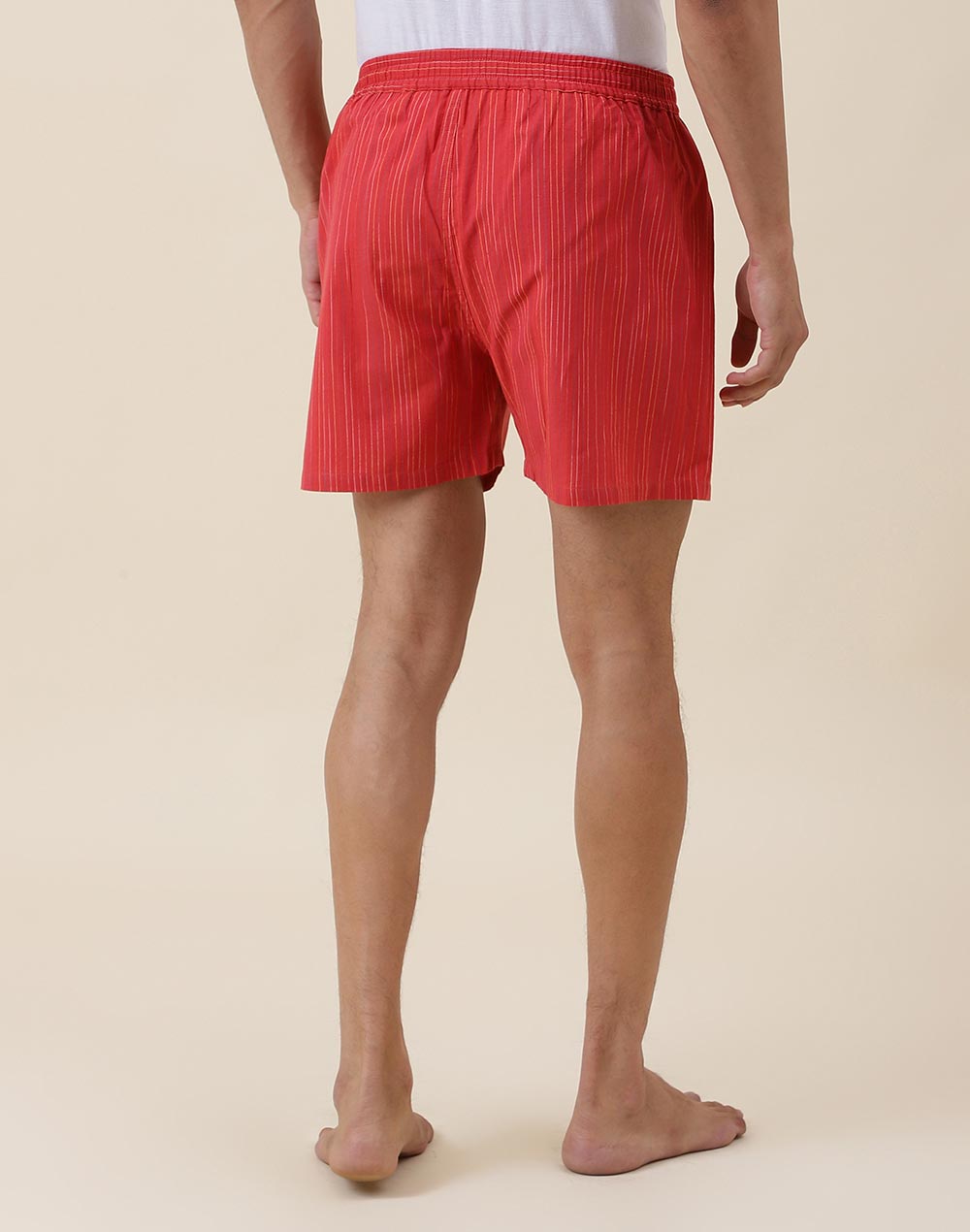 Red Cotton Full Elasticated Boxer Shorts Pack Of 2