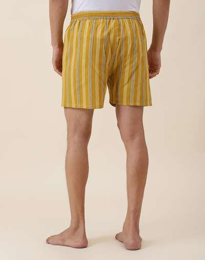 Yellow Cotton Full Elasticated Boxer Shorts Pack Of 2 Yellow Cotton Full Elasticated Boxer Shorts Pack Of 2