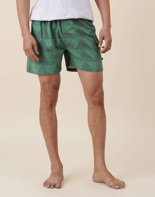 Green Cotton Full Elasticated Boxer Shorts Pack Of 2 Green Cotton Full Elasticated Boxer Shorts Pack Of 2