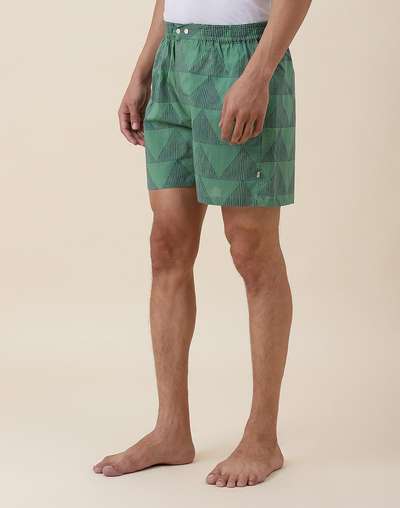 Green Cotton Full Elasticated Boxer Shorts Pack Of 2 Green Cotton Full Elasticated Boxer Shorts Pack Of 2