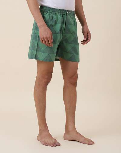 Green Cotton Full Elasticated Boxer Shorts Pack Of 2 Green Cotton Full Elasticated Boxer Shorts Pack Of 2