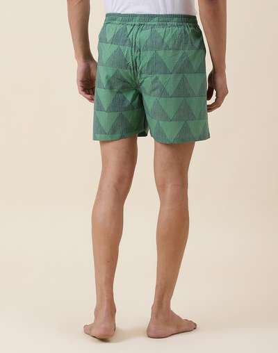 Green Cotton Full Elasticated Boxer Shorts Pack Of 2 Green Cotton Full Elasticated Boxer Shorts Pack Of 2