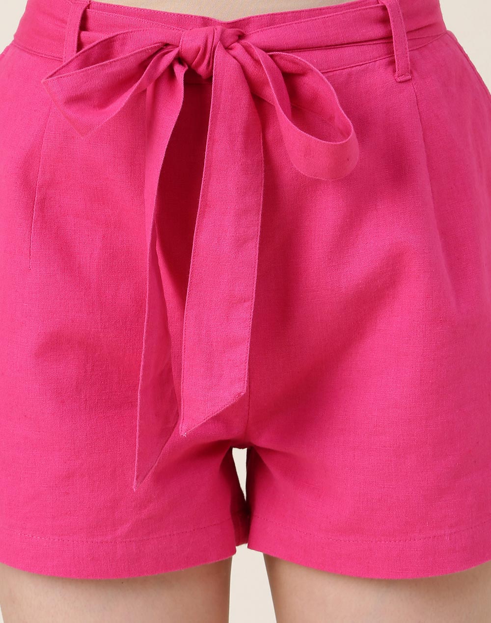 FabNu Pink Cotton Linen Shorts