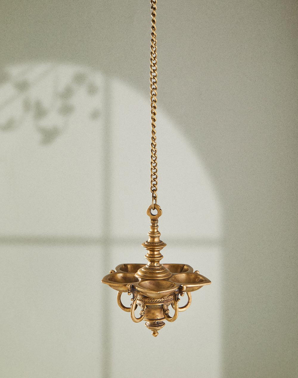 Antique Brass Mehnoor Hanging Oil Lamp Metal Small