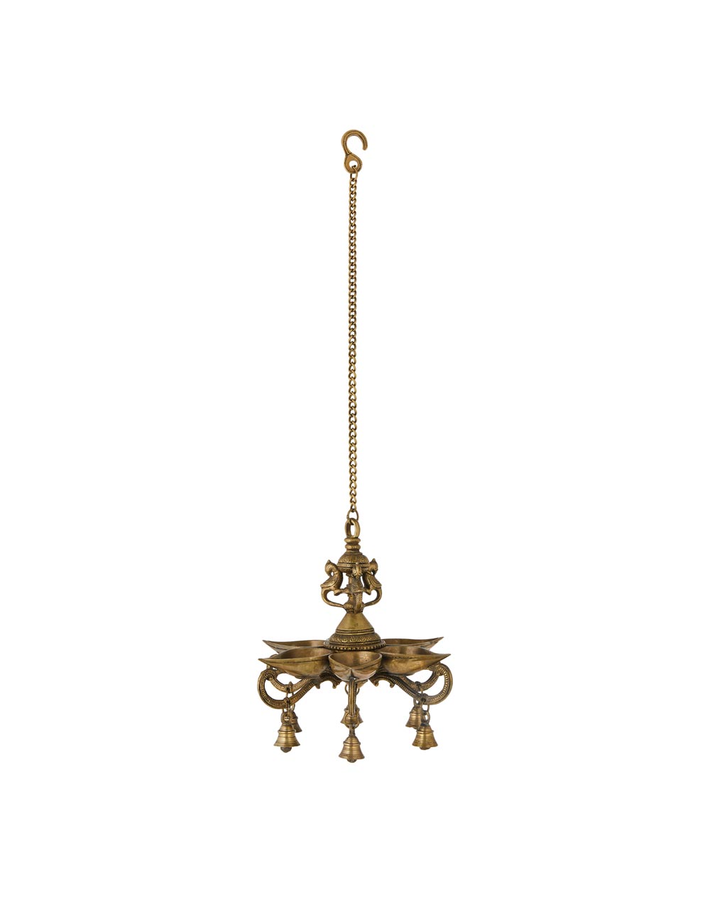 Antique Brass Mehnoor Hanging Bird Oil Lamp Metal