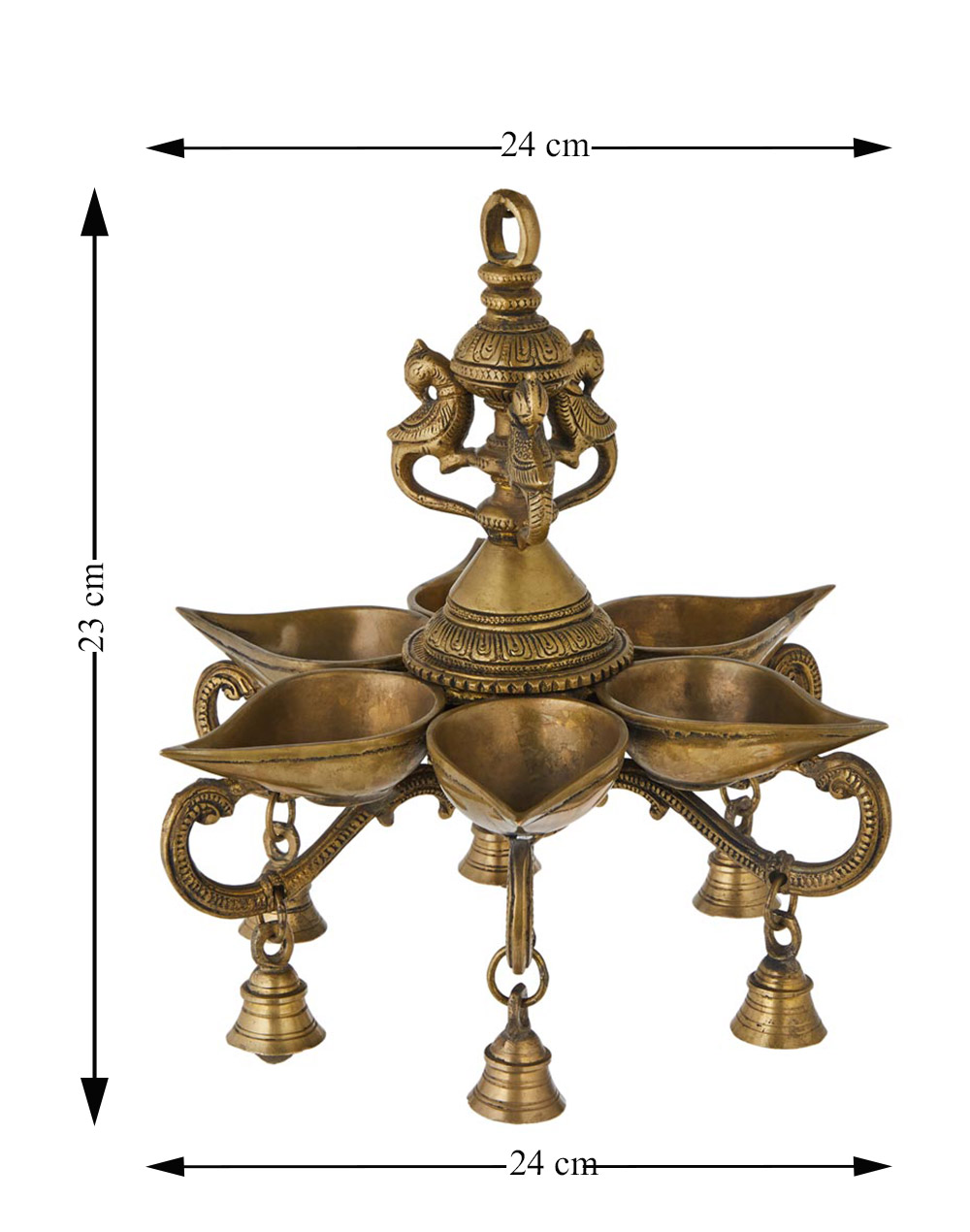 Antique Brass Mehnoor Hanging Bird Oil Lamp Metal
