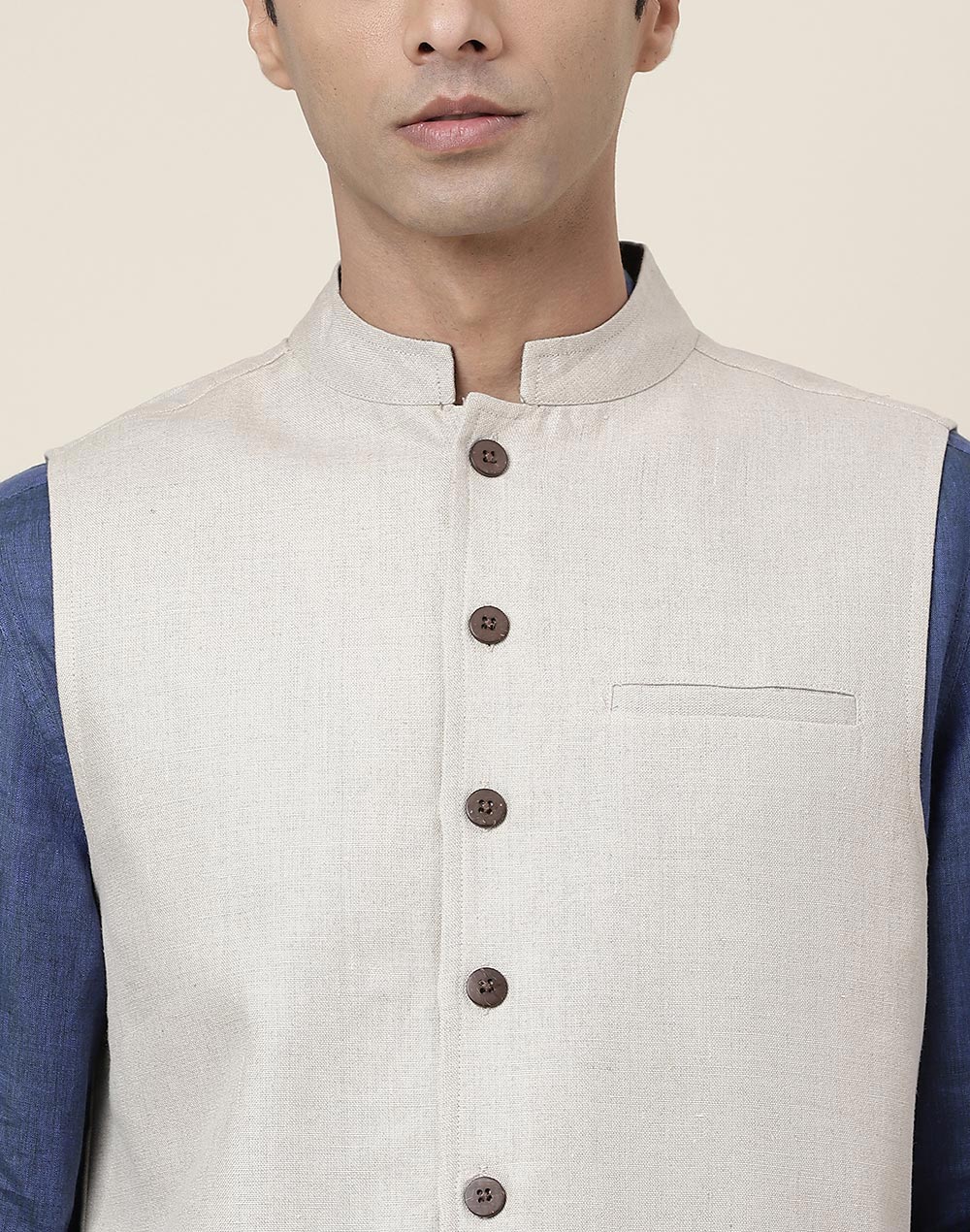 Natural Linen Nehru Jacket