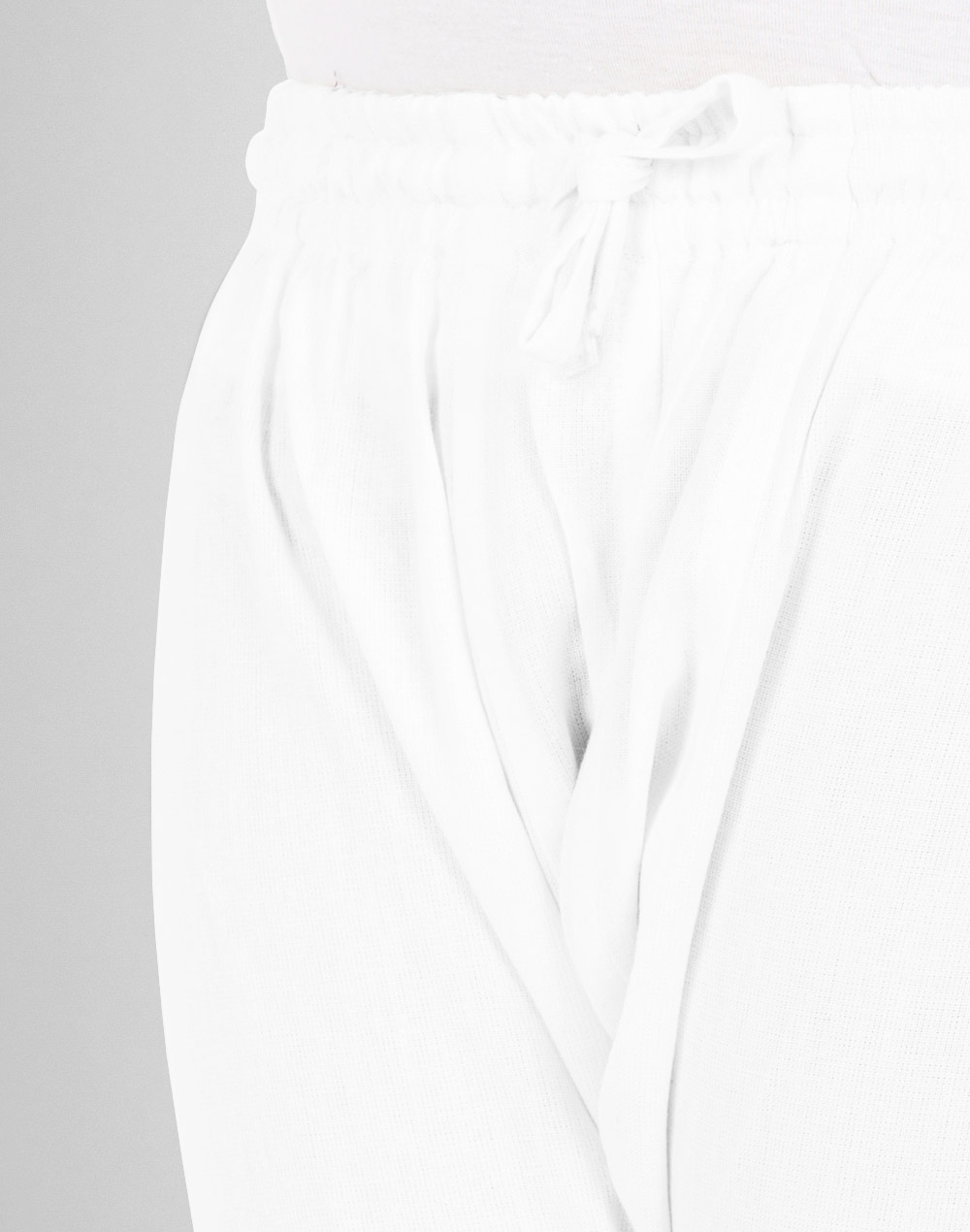White Cotton Pyjama With Elasticated Waistband & Drawstring