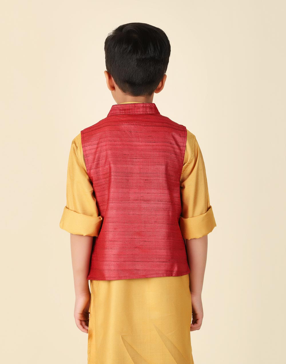 Red Silk Nehru Jacket
