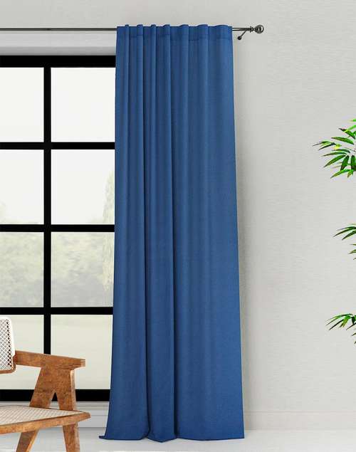 Blue Cotton Silk Printed Khari Curtain | 1pc Blue Cotton Silk Printed Khari Curtain | 1pc