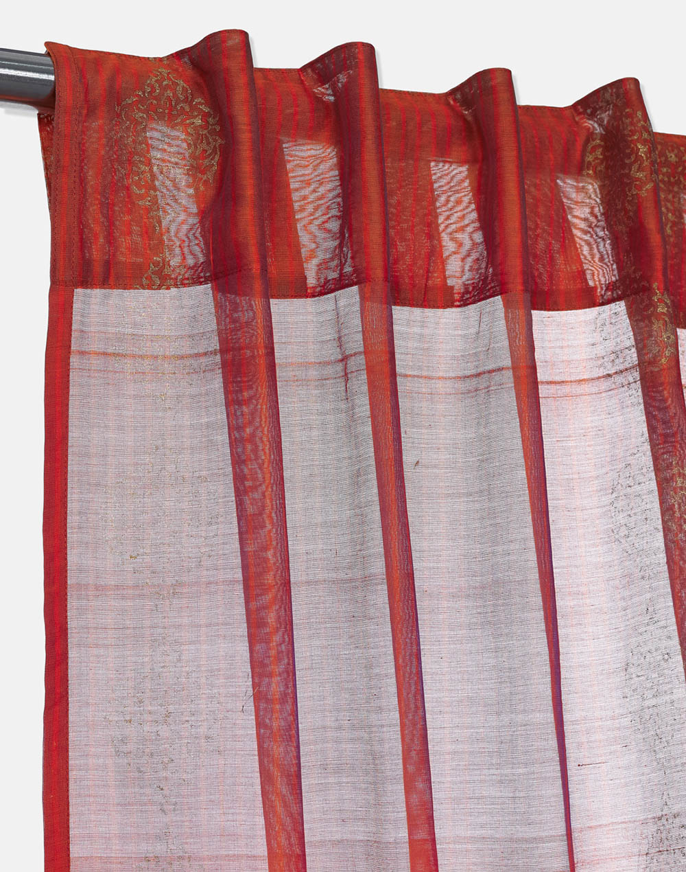 Rust Cotton Silk Printed Khari Curtain | 1pc