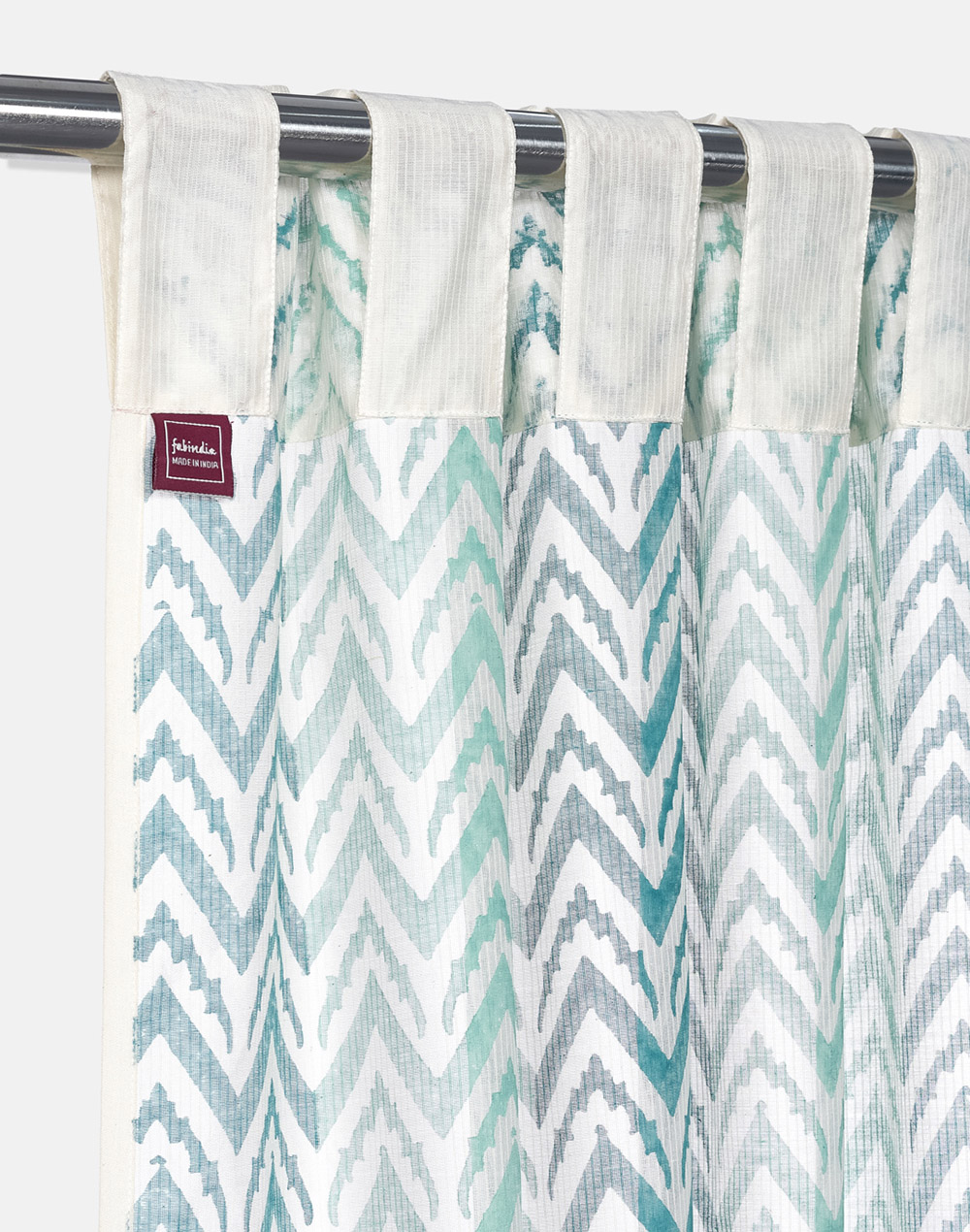 Teal Adhya Cotton Silk Printed Curtain | 1pc