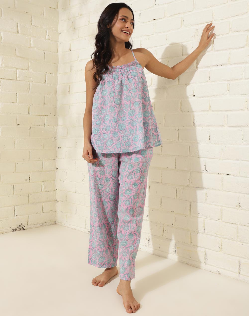 Women Cotton Night Kurta Indian Embroidery Night Gown Maxi Dress Home  Sleepwear