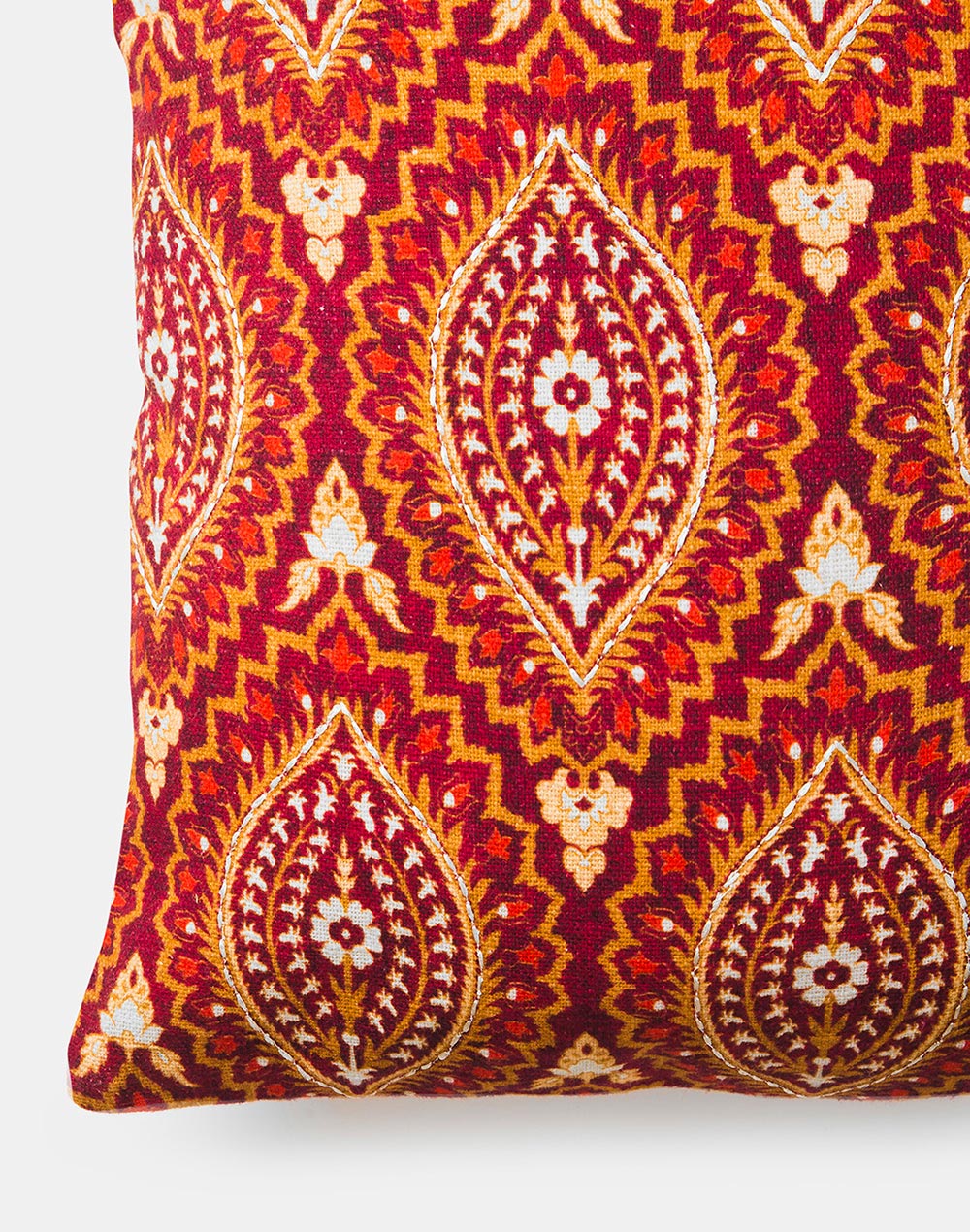 Wine Aarohi Cotton Printed Cushion Cover