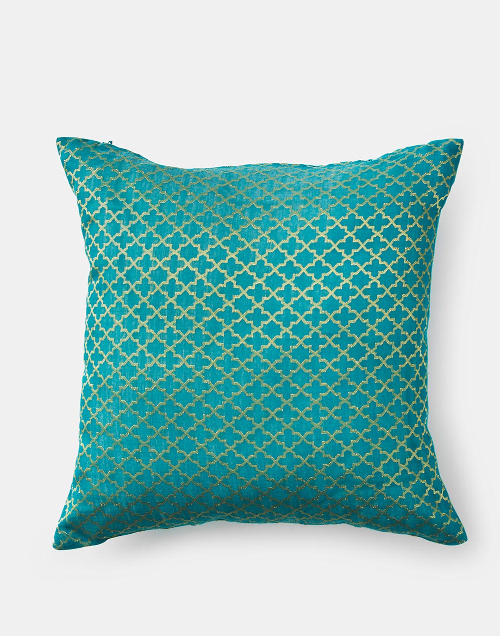 Turquoise Rabia Cotton Silk Woven Cushion Cover
