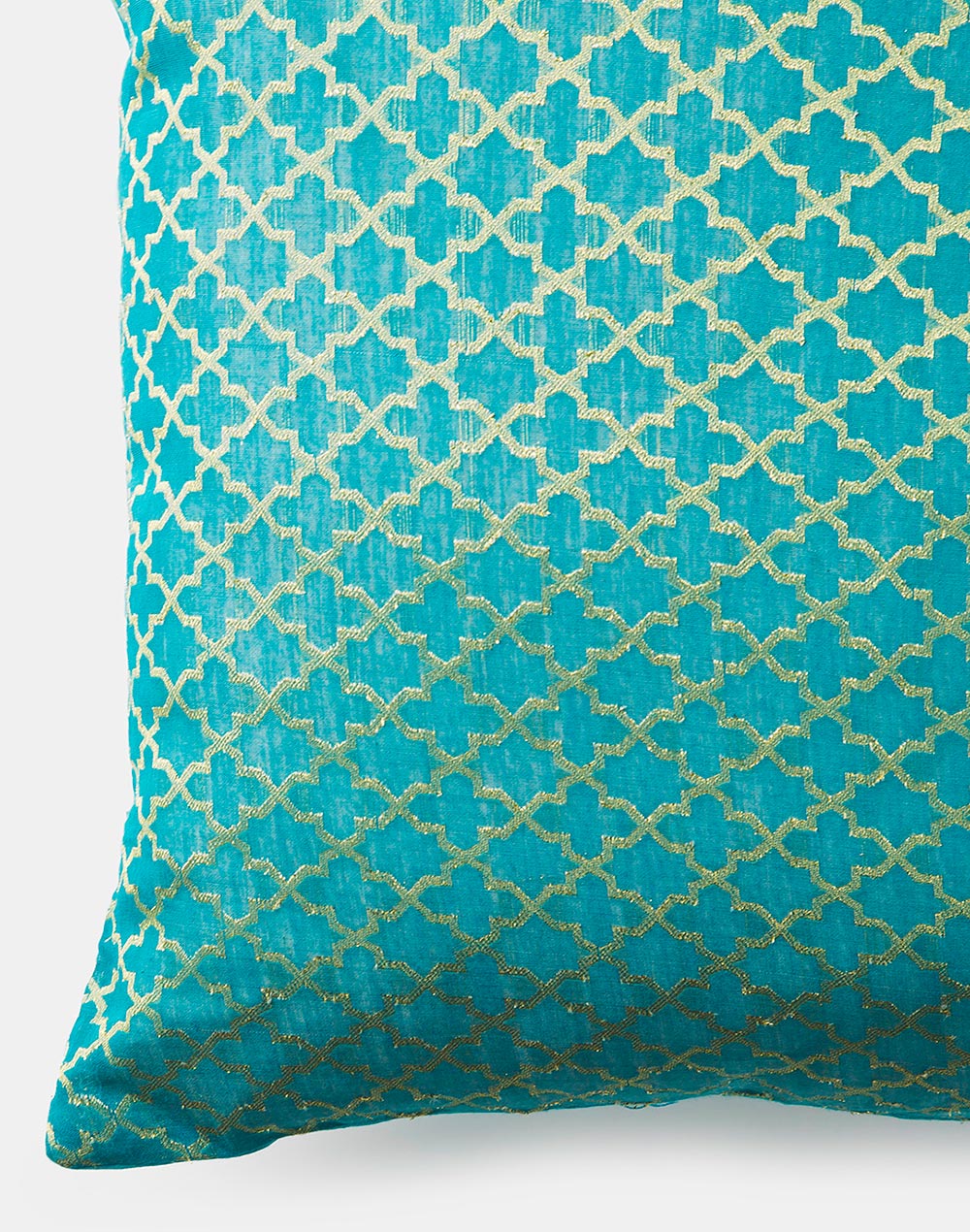 Turquoise Rabia Cotton Silk Woven Cushion Cover