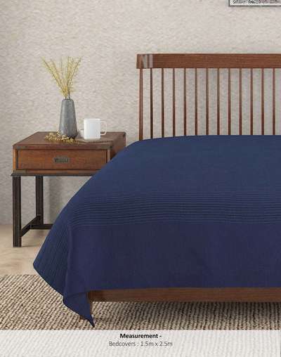 Navy Rizwan Cotton Single Bed Cover Navy Rizwan Cotton Single Bed Cover