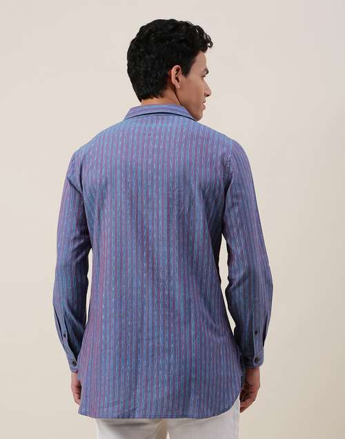 Blue Cotton Slim Fit Short Kurta Blue Cotton Slim Fit Short Kurta
