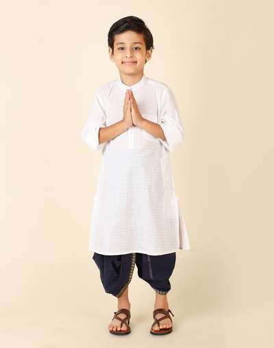 Navy Cotton Blend Dhoti With Elasticated Waistband & Drawstring Navy Cotton Blend Dhoti With Elasticated Waistband & Drawstring