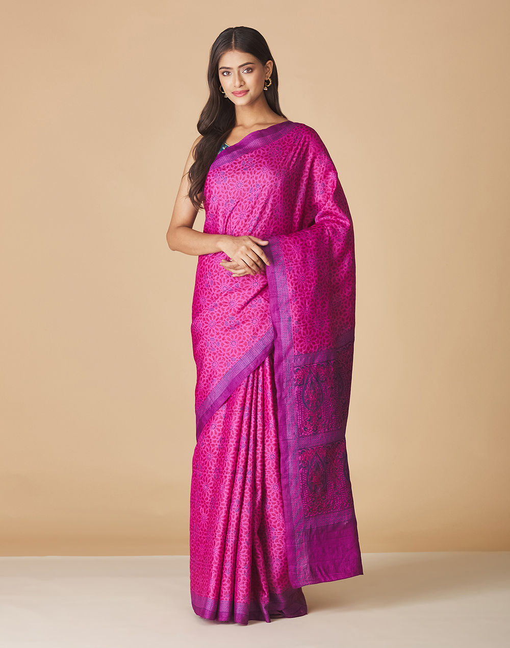 Pink Silk Chota Butta Sari