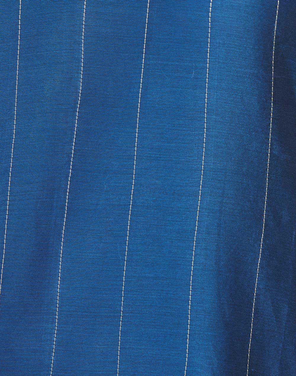 Blue Cotton Silk Embroidered Slim Fit Long Kurta
