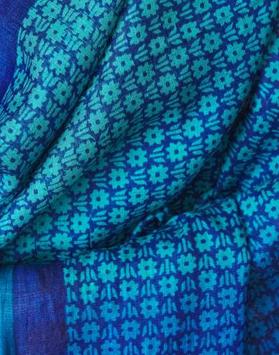 Blue Silk Hand Block Printed Dupatta Blue Silk Hand Block Printed Dupatta