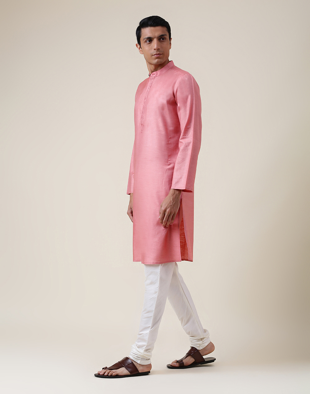 Pink Silk Long Kurta Slim Fit Pink Silk Long Kurta Slim Fit