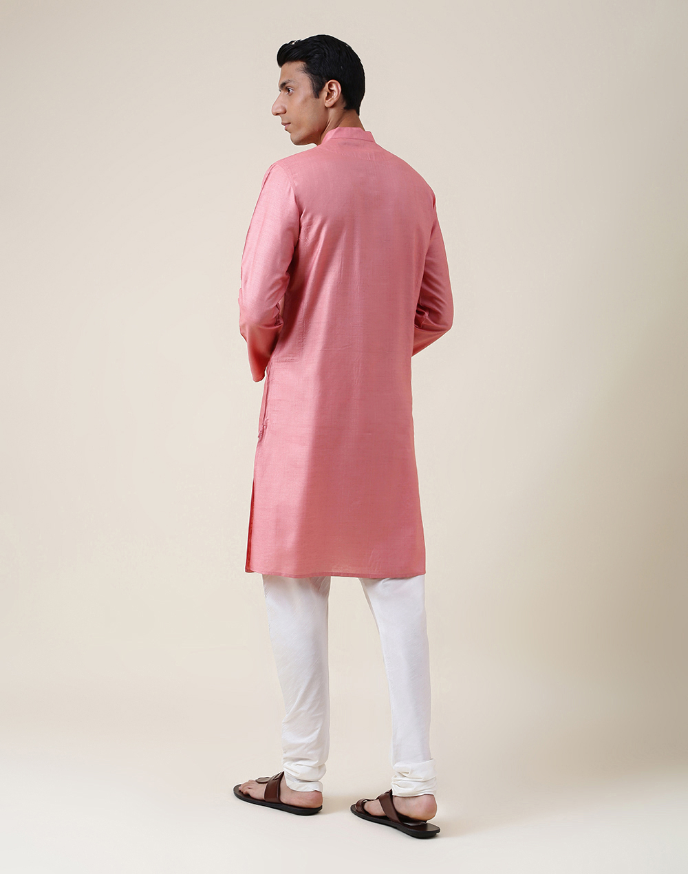 Pink Silk Long Kurta Slim Fit Pink Silk Long Kurta Slim Fit