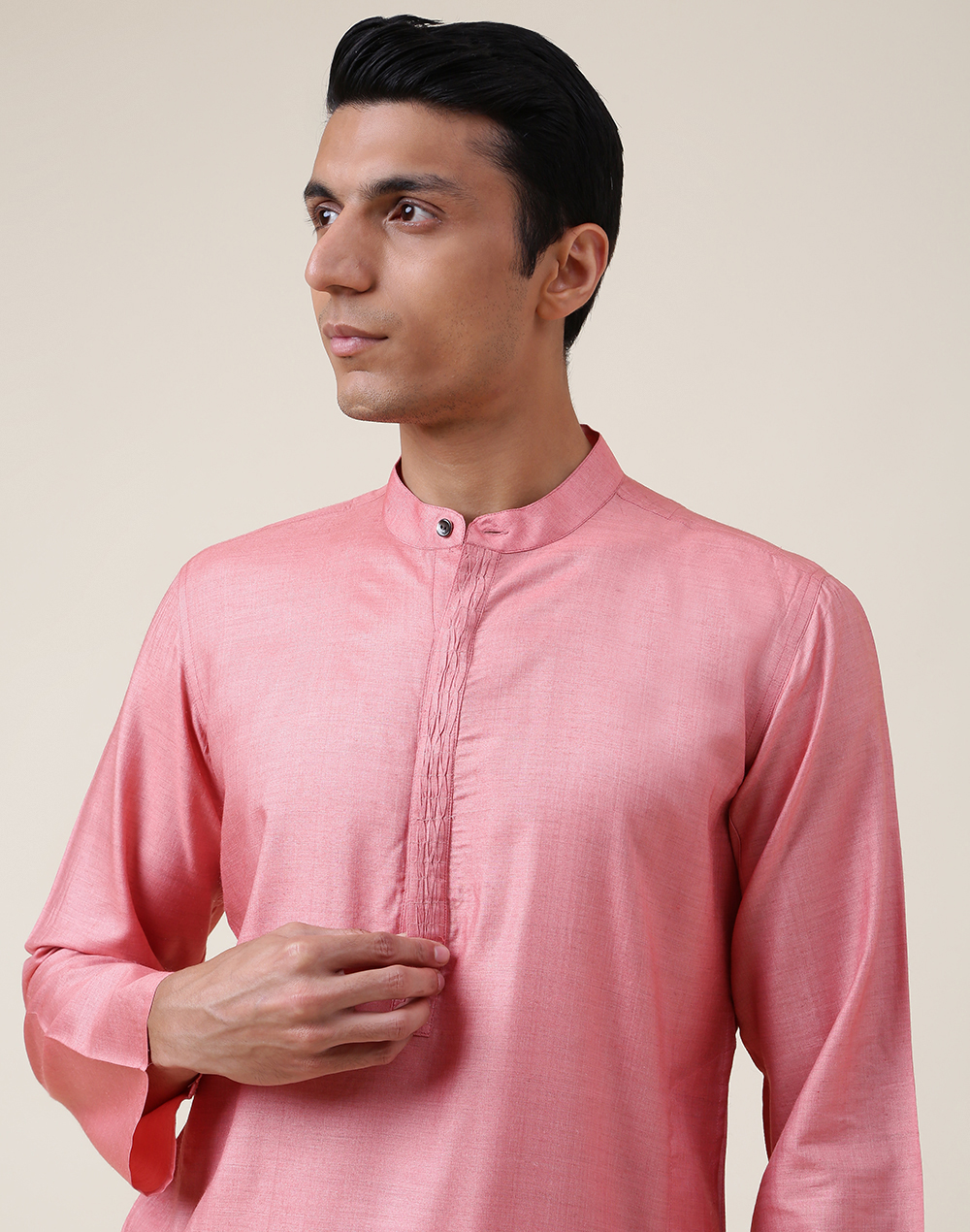 Pink Silk Long Kurta Slim Fit Pink Silk Long Kurta Slim Fit